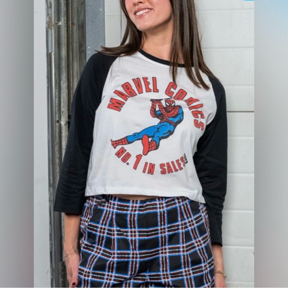 NWT Cakeworthy Marvel Spider-Man Raglan tee with plaid wide pants set 4X